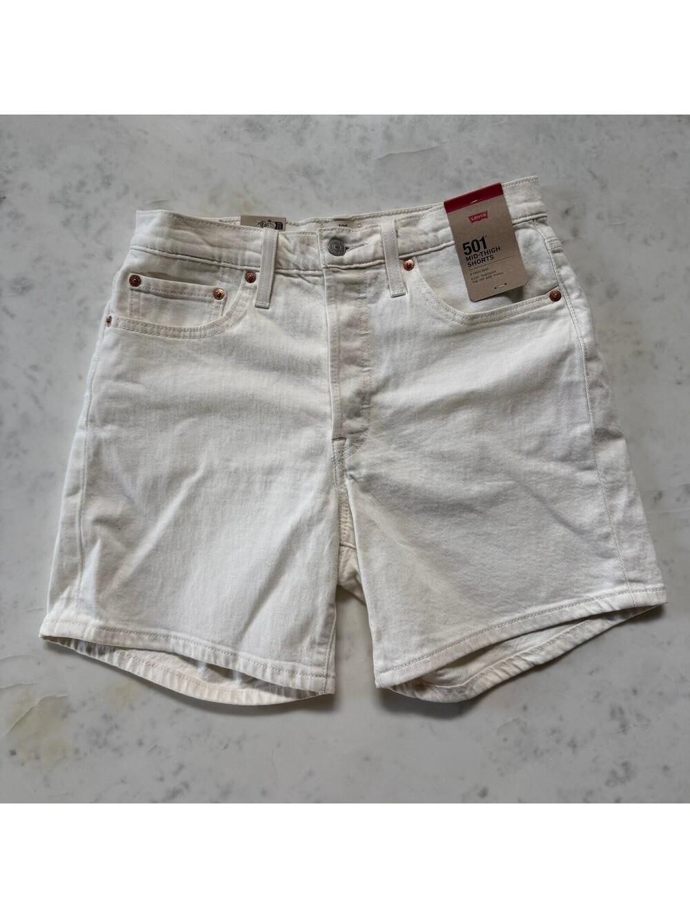 Levi's White 501 High-Rise Denim Shorts